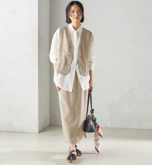 SHIPS for women「〈手洗い可能〉Asami 麻調合繊 ショート ジレ」|ベスト・ジレ|