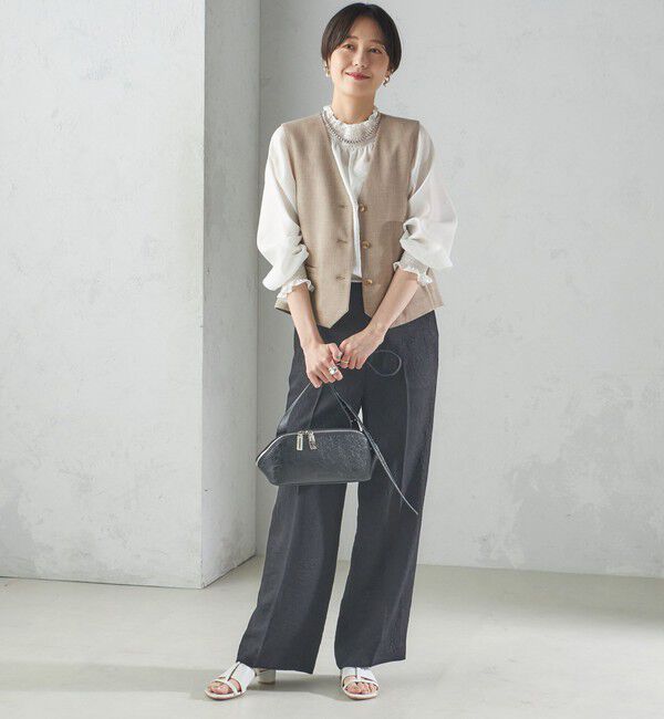 SHIPS for women「〈手洗い可能〉Asami 麻調合繊 ショート ジレ」|ベスト・ジレ|