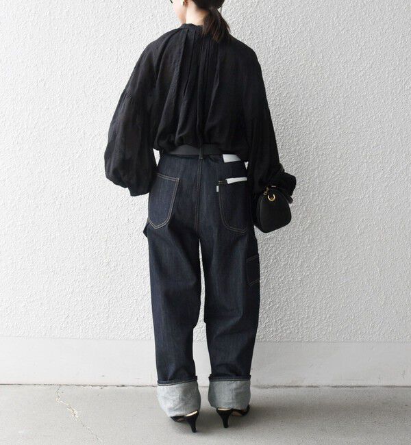 SHIPS any「《一部追加予約》SHIPS any:〈手洗い可能〉シアー ドット スタンドカラー パフ ギャザー ブラウス」|シャツ・ブラウス|