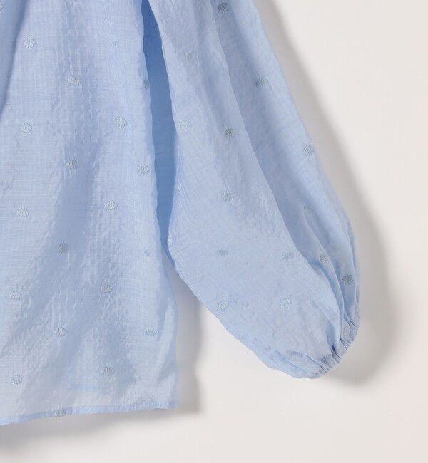 SHIPS any「《一部追加予約》SHIPS any:〈手洗い可能〉シアー ドット スタンドカラー パフ ギャザー ブラウス」|シャツ・ブラウス|