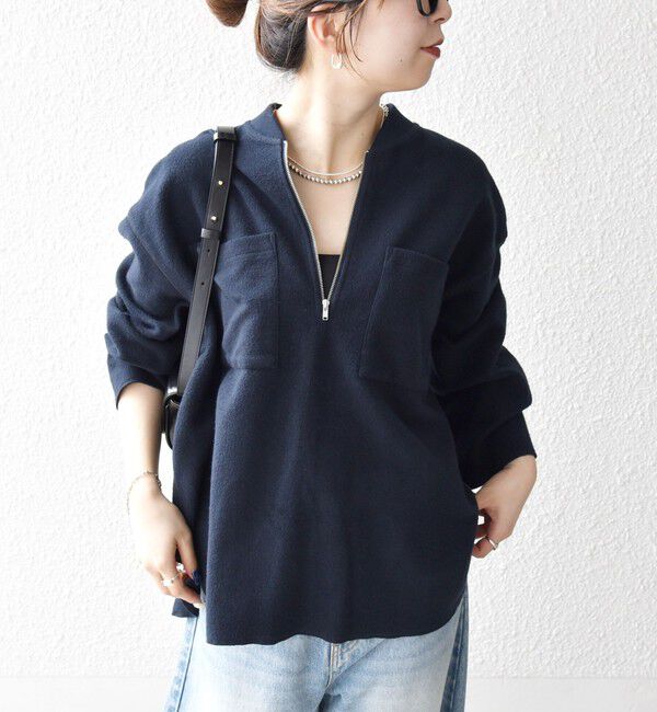 SHIPS any「SHIPS any:〈洗濯機可能〉フリース ライク ハーフジップ ポケット プルオーバー」|Tシャツ・カットソー|