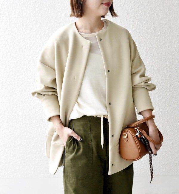 SHIPS any「【WEB限定】SHIPS any:〈洗濯機可能〉ダンボール コクーン ノーカラー コート」|ノーカラージャケット|