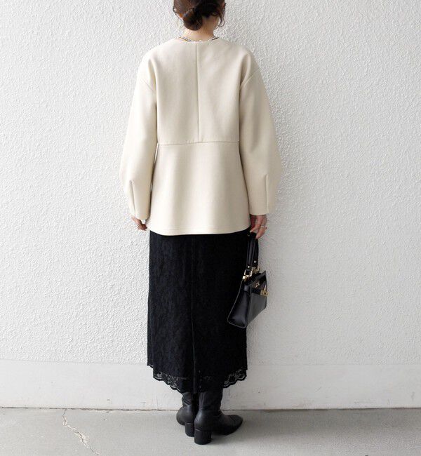 SHIPS any「《予約》SHIPS any:〈手洗い可能〉ダンボール ペプラム Vネック ジャケット」|ノーカラージャケット|