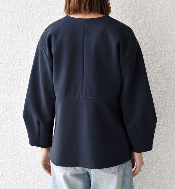 SHIPS any「《予約》SHIPS any:〈手洗い可能〉ダンボール ペプラム Vネック ジャケット」|ノーカラージャケット|