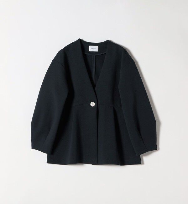 SHIPS any「《予約》SHIPS any:〈手洗い可能〉ダンボール ペプラム Vネック ジャケット」|ノーカラージャケット|