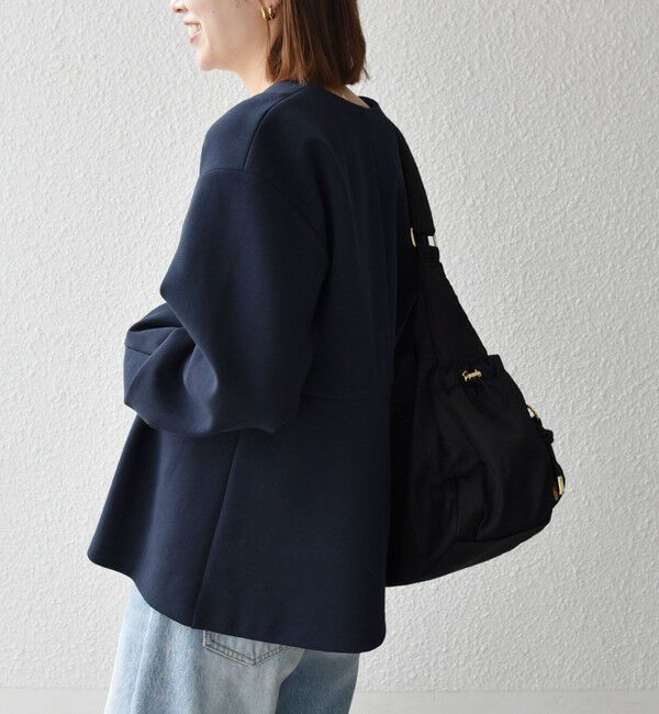 SHIPS any「《予約》SHIPS any:〈手洗い可能〉ダンボール ペプラム Vネック ジャケット」|ノーカラージャケット|