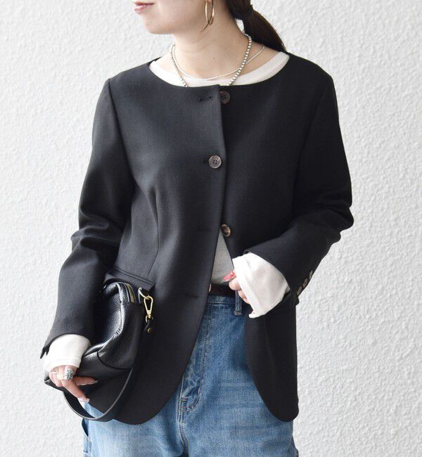 SHIPS any「《予約》SHIPS any:〈洗濯機可能〉シャーク ノーカラー ジャケット」|ノーカラージャケット|