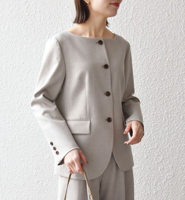 SHIPS any「《予約》SHIPS any:〈洗濯機可能〉シャーク ノーカラー ジャケット」|ノーカラージャケット|