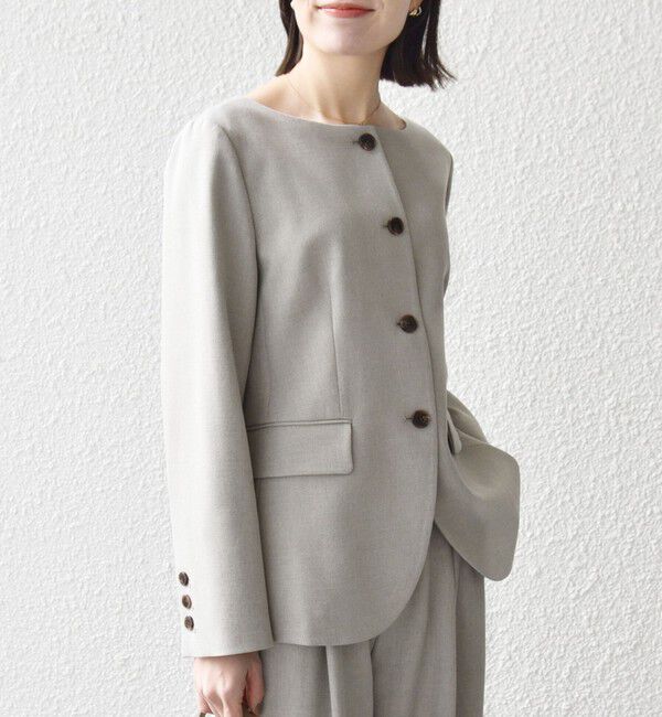 SHIPS any「《予約》SHIPS any:〈洗濯機可能〉シャーク ノーカラー ジャケット」|ノーカラージャケット|