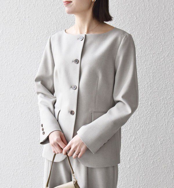 SHIPS any「《予約》SHIPS any:〈洗濯機可能〉シャーク ノーカラー ジャケット」|ノーカラージャケット|