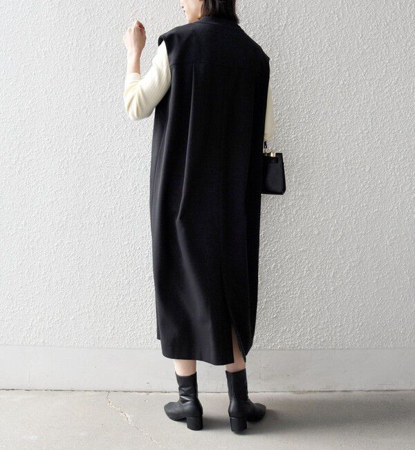 SHIPS any「《予約》SHIPS any:〈洗濯機可能〉シャーク Vネック Iライン ロング ワンピース」|ワンピース|