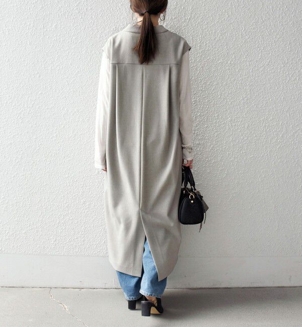 SHIPS any「《予約》SHIPS any:〈洗濯機可能〉シャーク Vネック Iライン ロング ワンピース」|ワンピース|