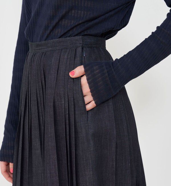 GALERIE VIE「ライトデニム ランダムタックプリーツスカート」|フレア|
