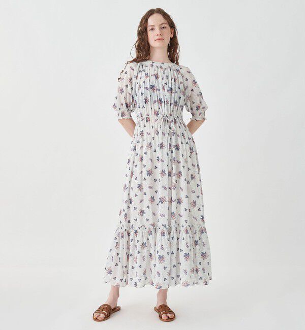 SOULEIADO「コットンジョーゼット シャーリングワンピース」|ワンピース|