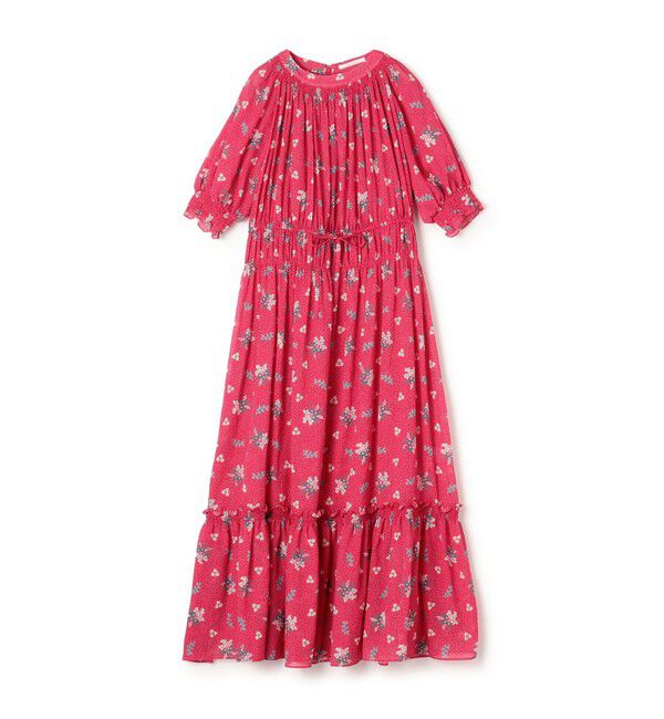 SOULEIADO「コットンジョーゼット シャーリングワンピース」|ワンピース|32 ピンク系