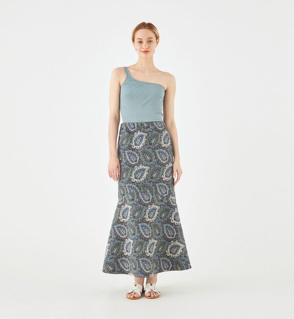 SOULEIADO「ポリエステルプリント マーメイドスカート」|フレア|
