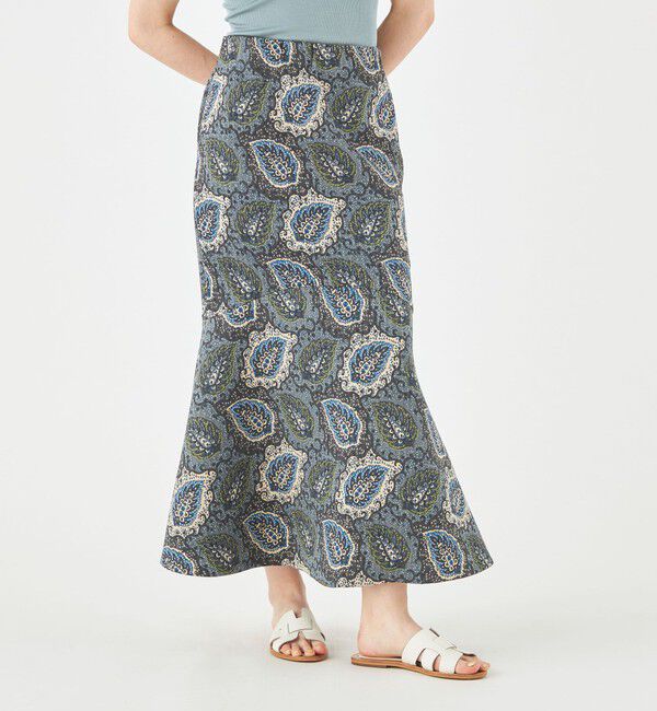 SOULEIADO「ポリエステルプリント マーメイドスカート」|フレア|