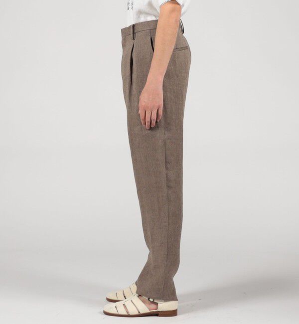TOMORROWLAND MENS「リネン ヘリンボーン 1プリーツテーパードスラックス」|スラックス|