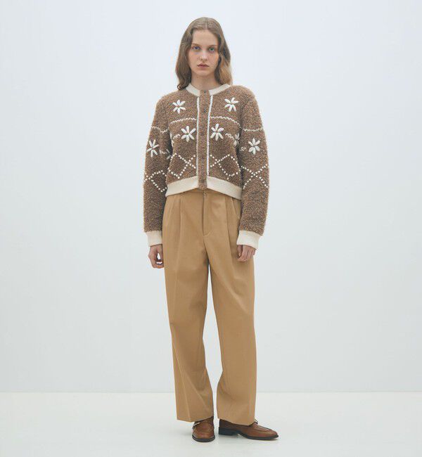 MACPHEE「ムートンエンブロイダリー クルーネックカーディガン」|カーディガン|