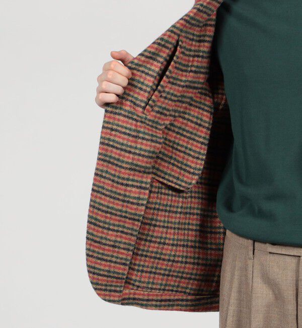 TOMORROWLAND MENS「シルクガンクラブチェック シングルブレステッド2Bジャケット」|テーラードジャケット|