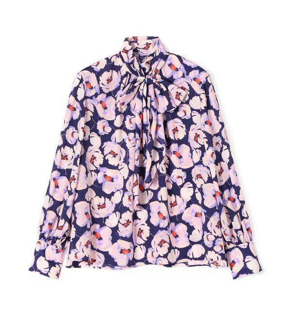 Ballsey「フェザリーフラワープリント ボウタイブラウス」|シャツ・ブラウス|78 パープル系