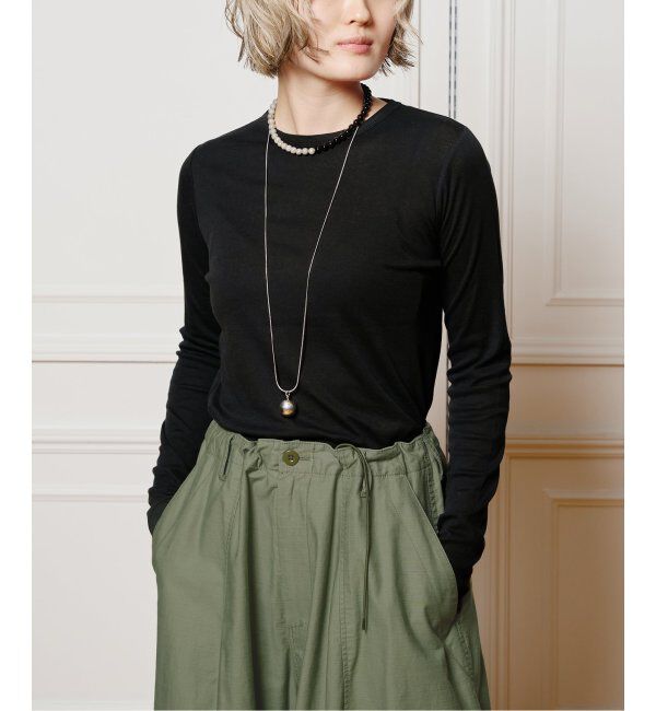 IENA LA BOUCLE「IENA LA BOUCLE シアーフライスロングスリーブTシャツ」|Tシャツ・カットソー|ブラック