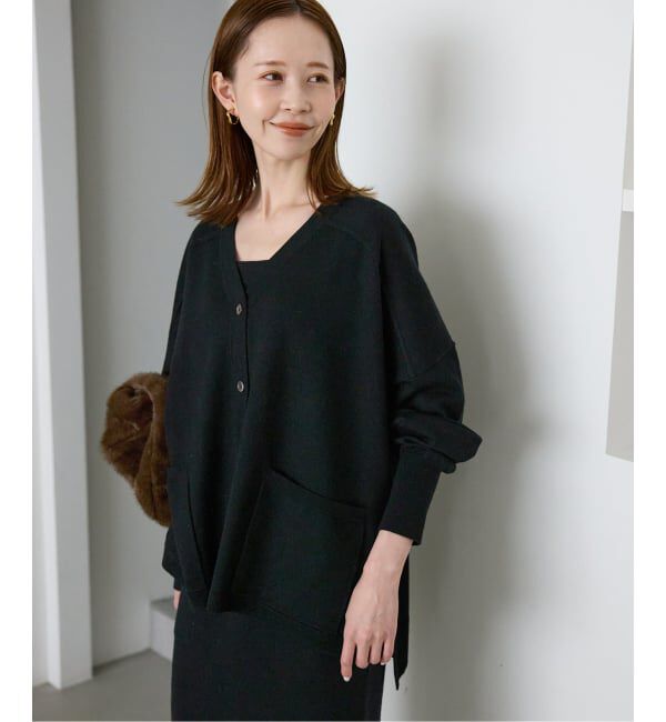 SLOBE IENA「《追加》ウォッシャブルワイドシルエットカーディガン」|カーディガン|ブラック