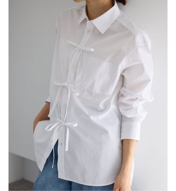 IENA「《予約》MA/RE/マレ RIBBON SHIRTS シャツ LIGHT COTTON 104 GR」|シャツ・ブラウス|