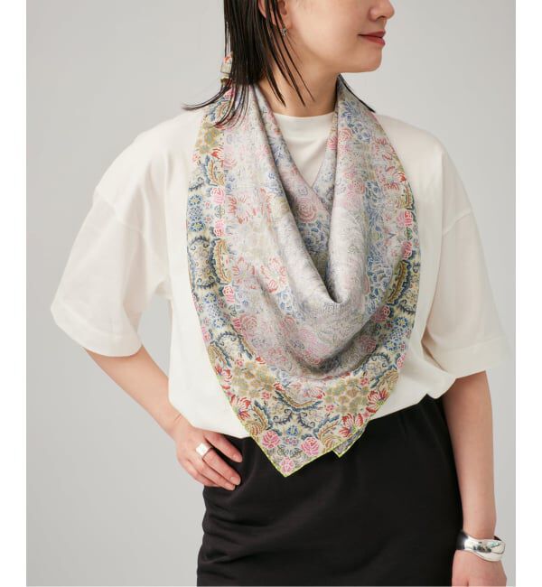 VERMEIL par iena「《予約》PIERRE LOUIS MASCIA ピエール ルイマーシャ Scarf 90x90cm 517702/101」|バンダナ・スカーフ|グリーン B