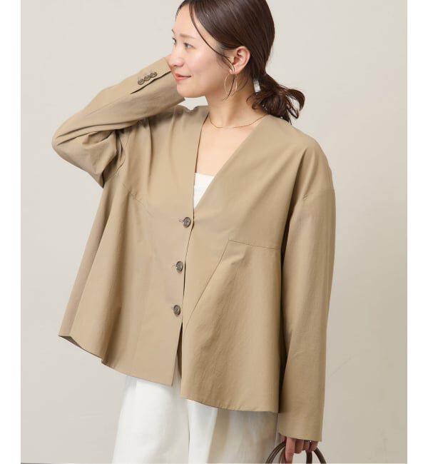 JOURNAL STANDARD「《予約》リネンナイロンストレッチフレアジャケット」|ノーカラージャケット|