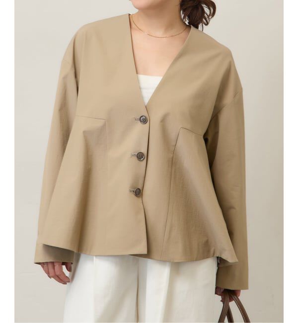 JOURNAL STANDARD「《予約》リネンナイロンストレッチフレアジャケット」|ノーカラージャケット|ベージュ A