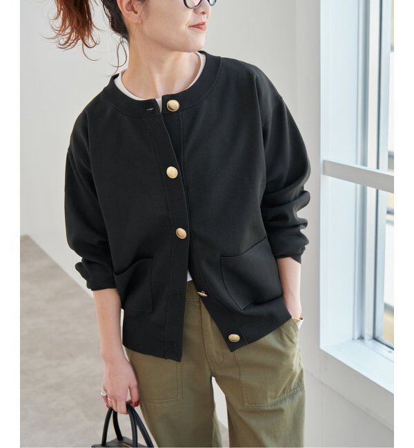 Spick and Span「《WEB限定 / 追加2》ウォッシャブクルーネックカーディガン」|カーディガン|ブラック