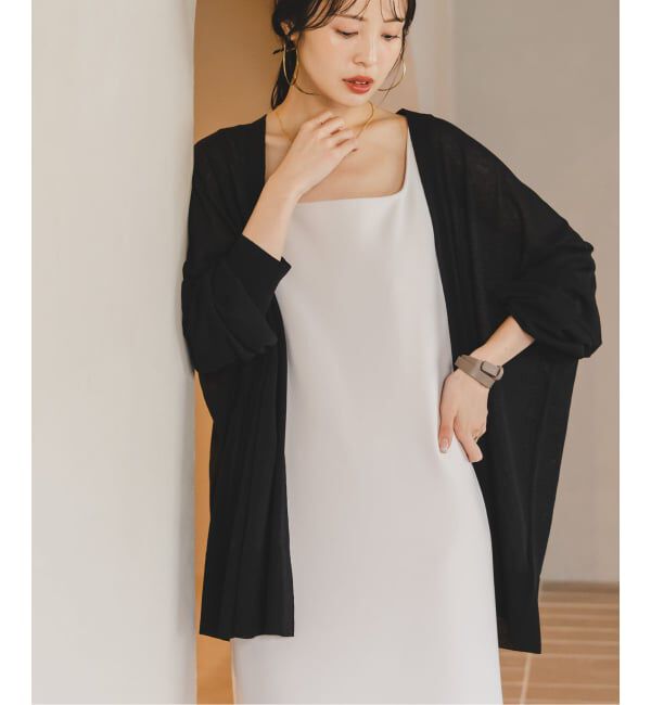 NOBLE「《WEB限定追加》【洗える】18Gシアー オーバーサイズカーディガン2」|カーディガン|ブラック