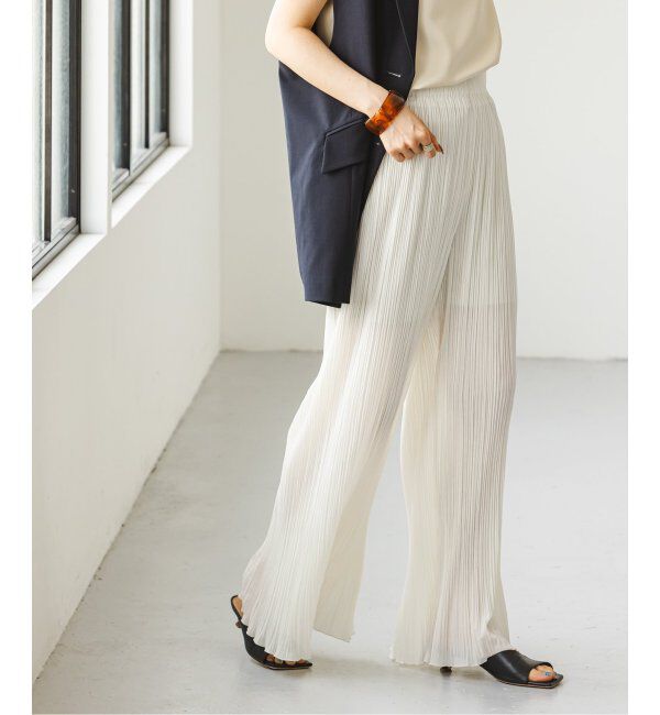 NOBLE「ファジーシフォンランダムプリーツパンツ」|その他|ホワイト A