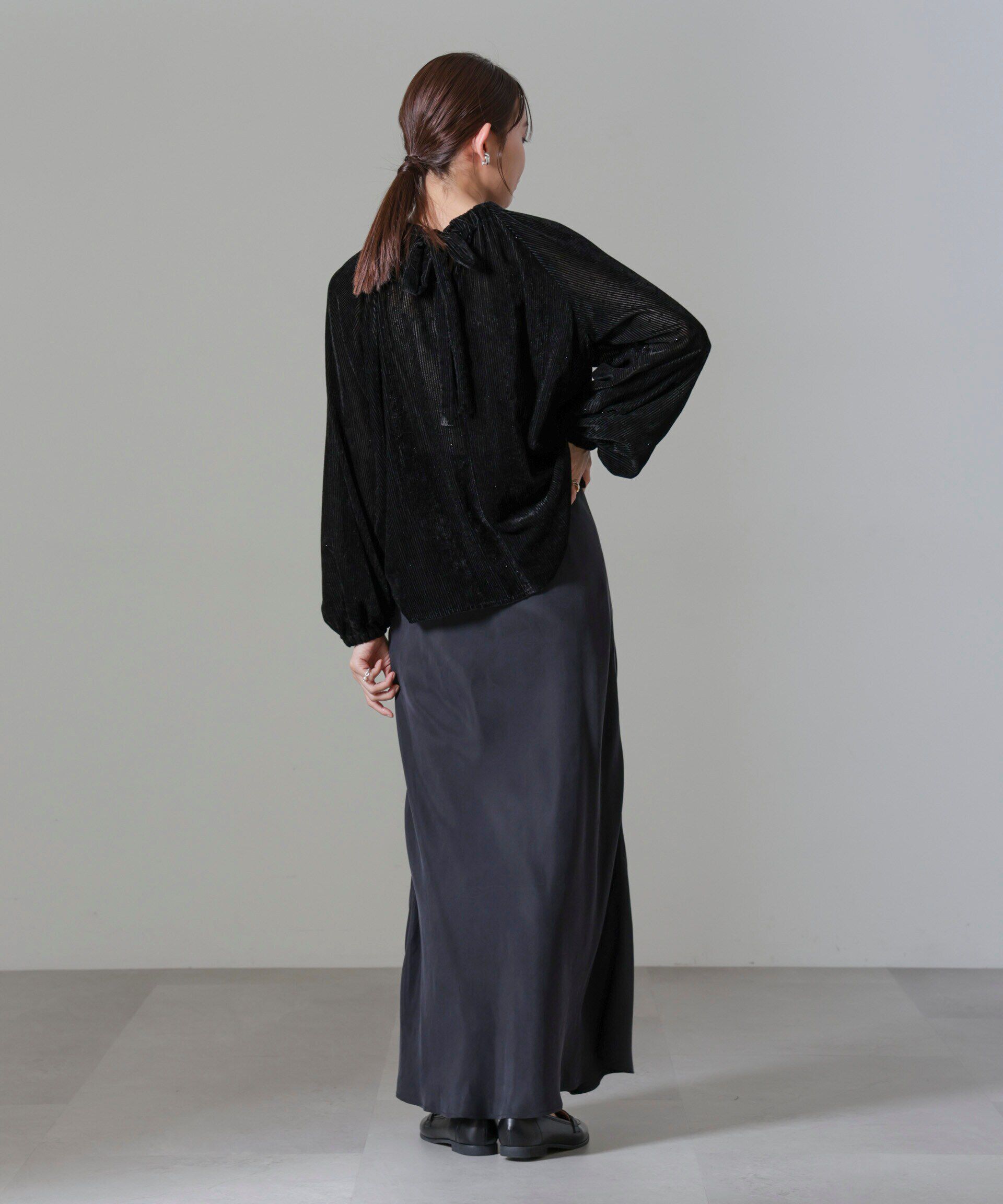 nano･universe「ストライプベロア前後2WAYブラウス」|シャツ・ブラウス|