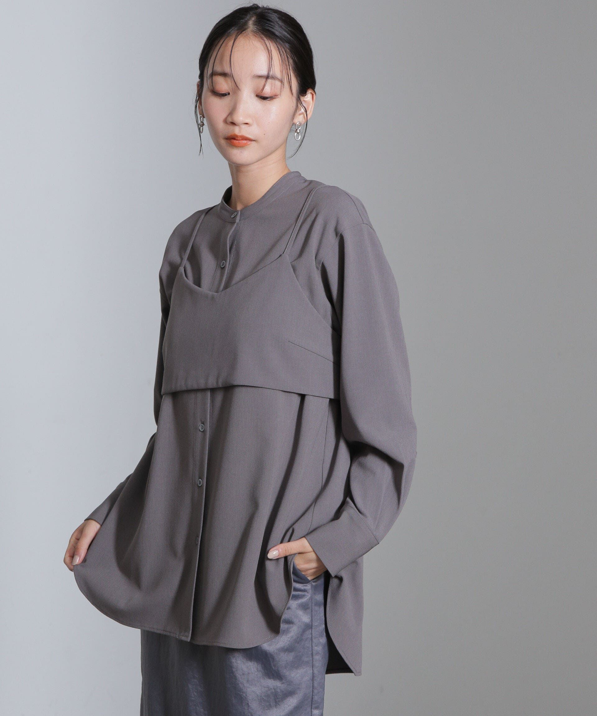 nano･universe「ショートキャミ付シャツ」|シャツ・ブラウス|