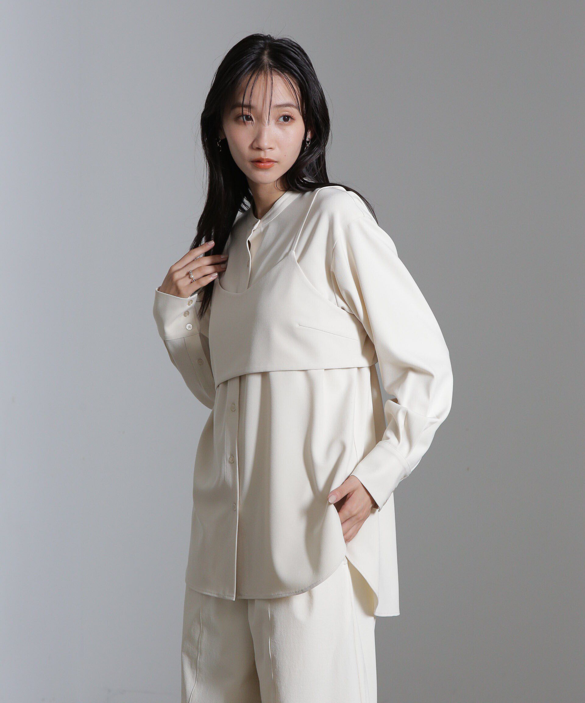 nano･universe「ショートキャミ付シャツ」|シャツ・ブラウス|