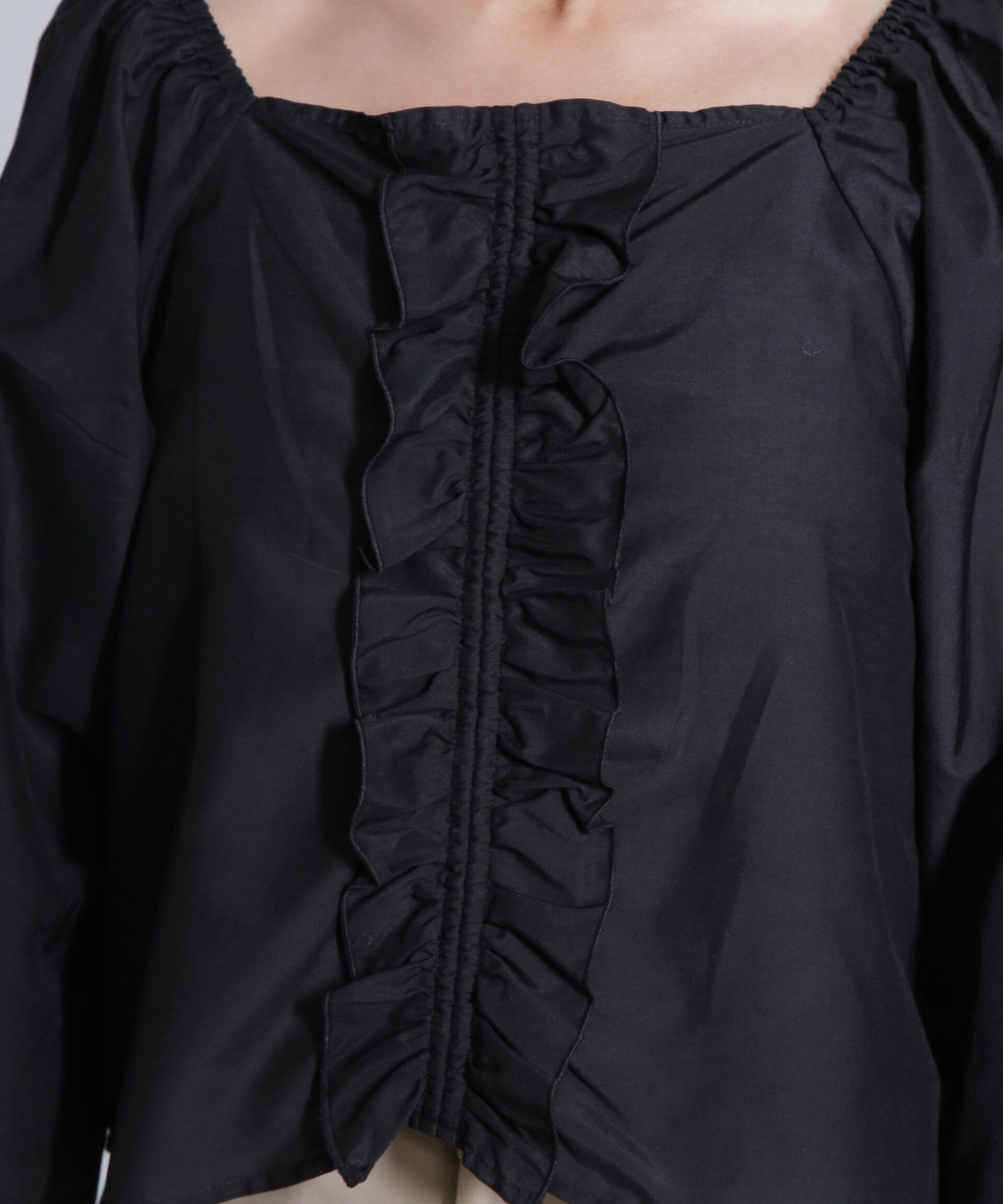 nano･universe「シルク混フロントフリルブラウス」|シャツ・ブラウス|