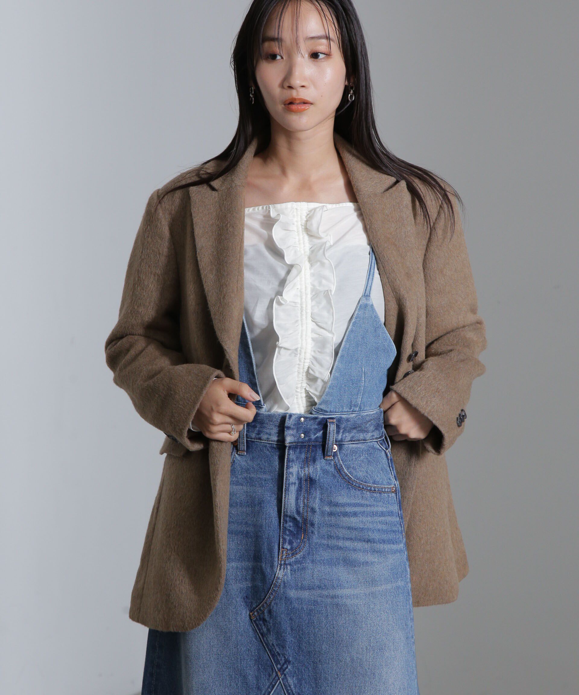 nano･universe「シルク混フロントフリルブラウス」|シャツ・ブラウス|