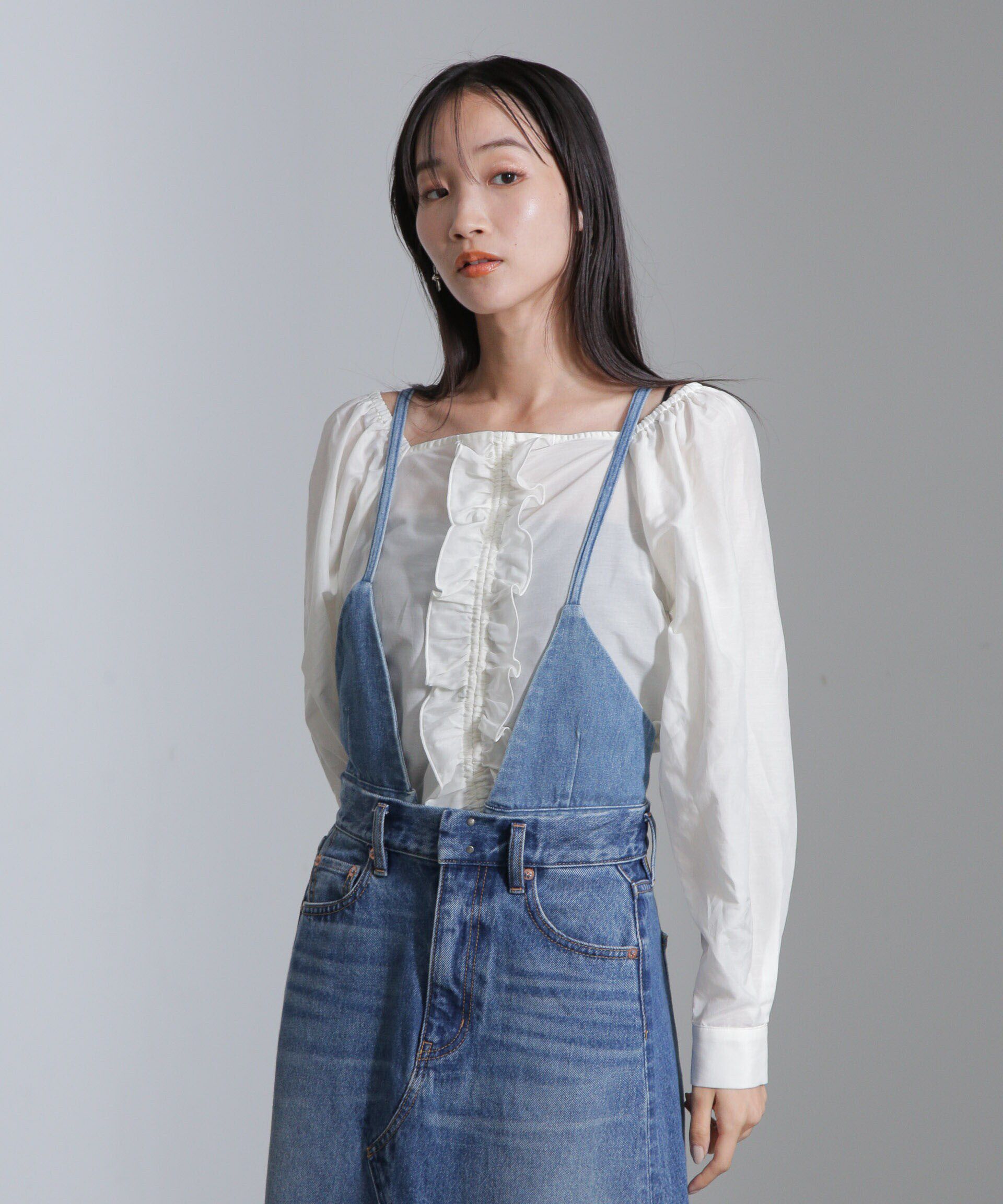 nano･universe「シルク混フロントフリルブラウス」|シャツ・ブラウス|