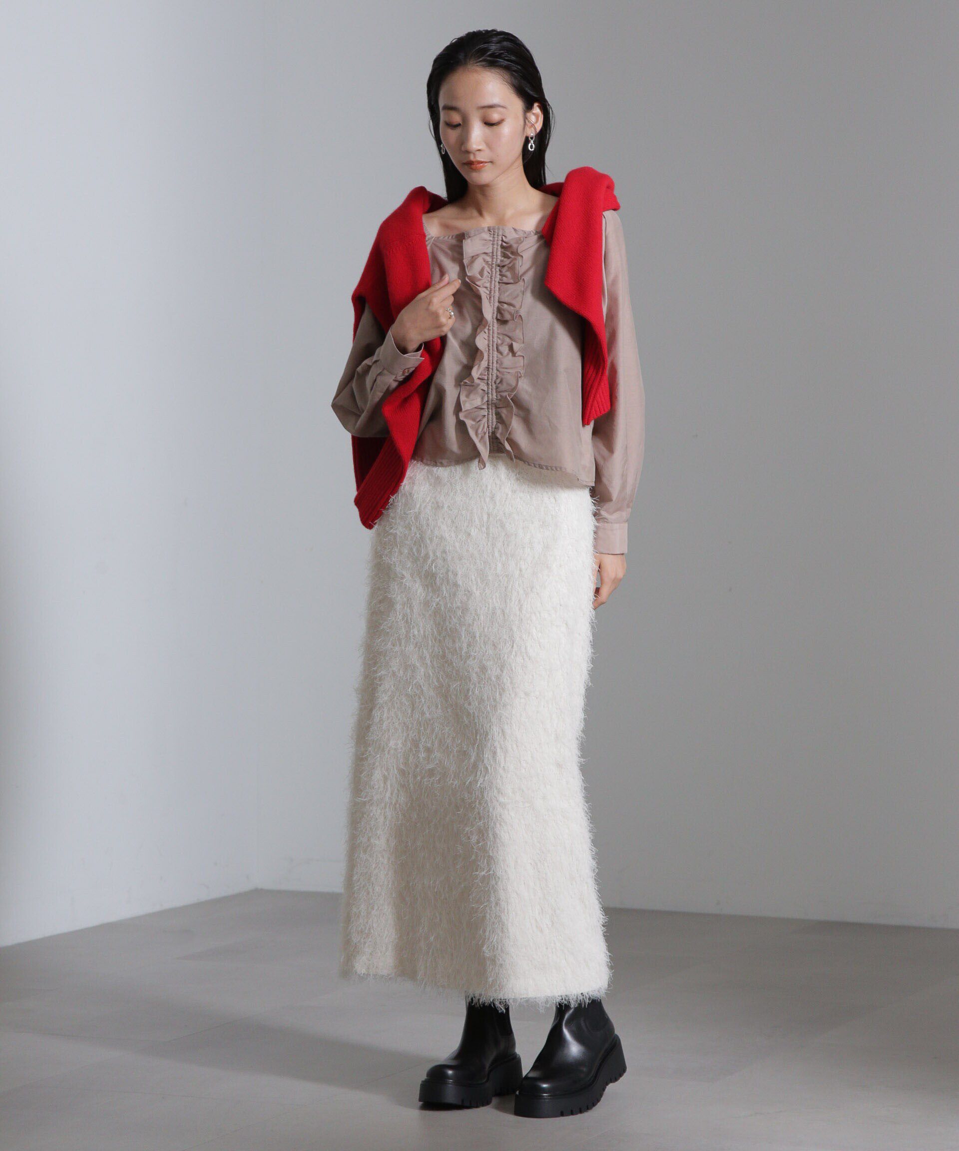 nano･universe「シルク混フロントフリルブラウス」|シャツ・ブラウス|