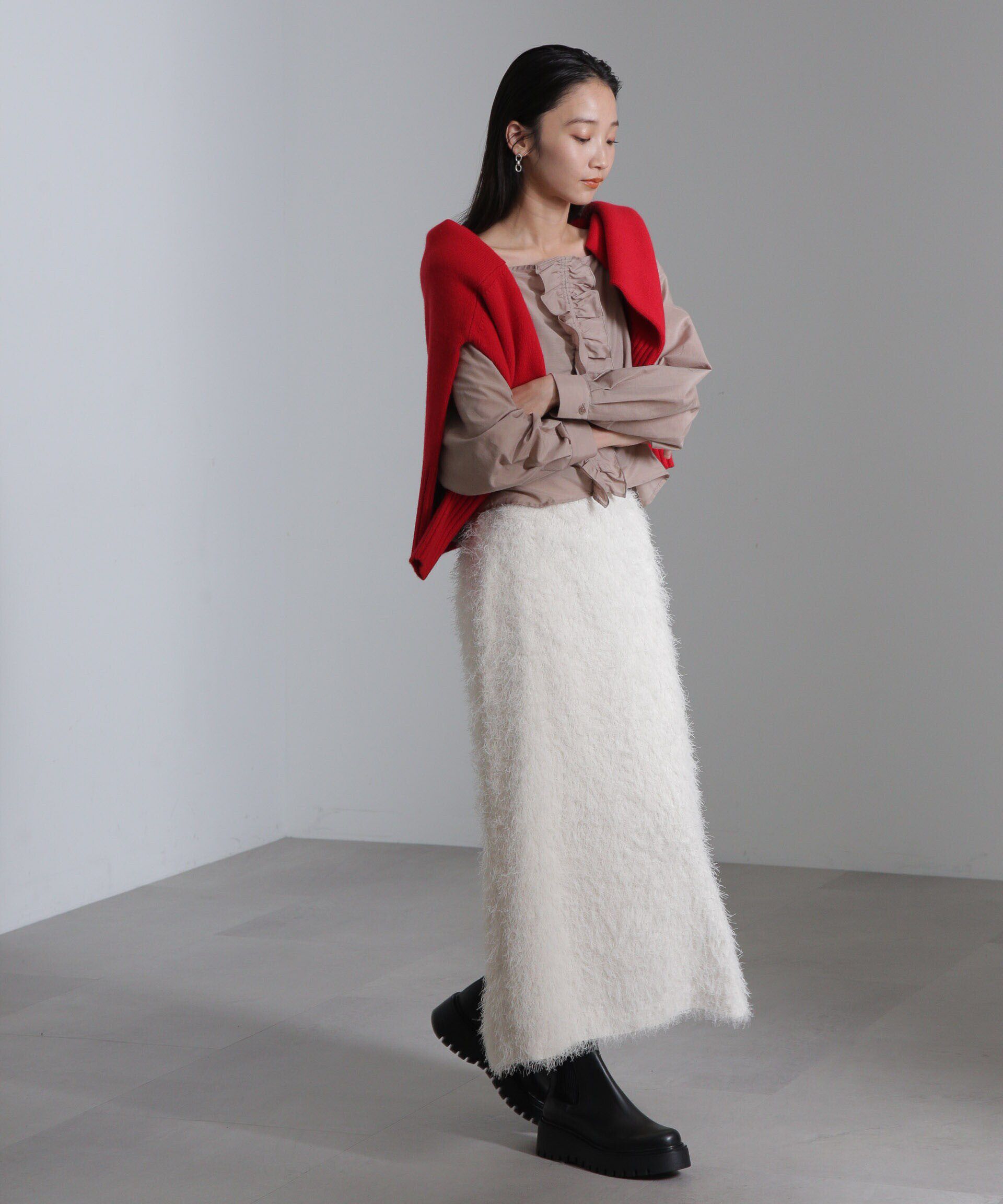 nano･universe「シルク混フロントフリルブラウス」|シャツ・ブラウス|