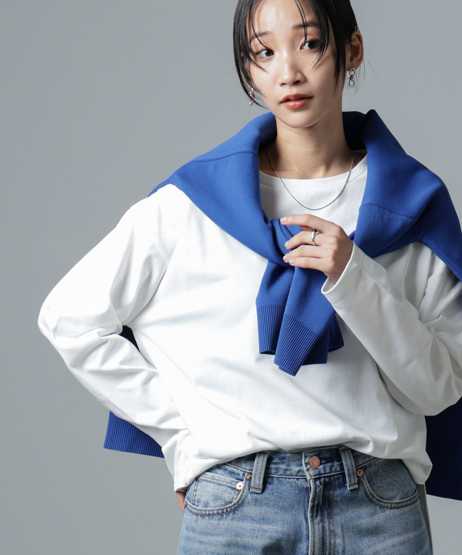 nano･universe「サイドスリットロングスリーブTシャツ」|Tシャツ・カットソー|ホワイト