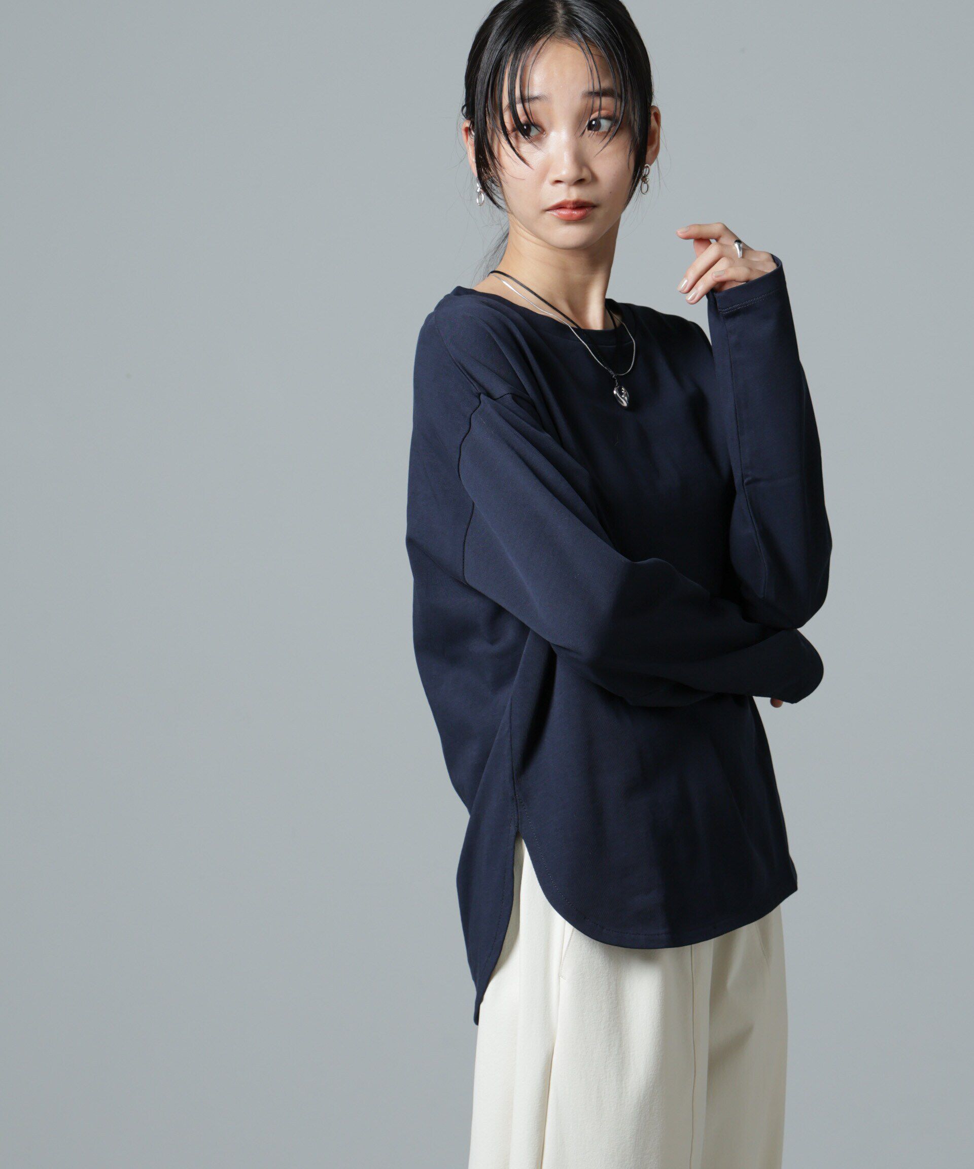 nano･universe「サイドスリットロングスリーブTシャツ」|Tシャツ・カットソー|