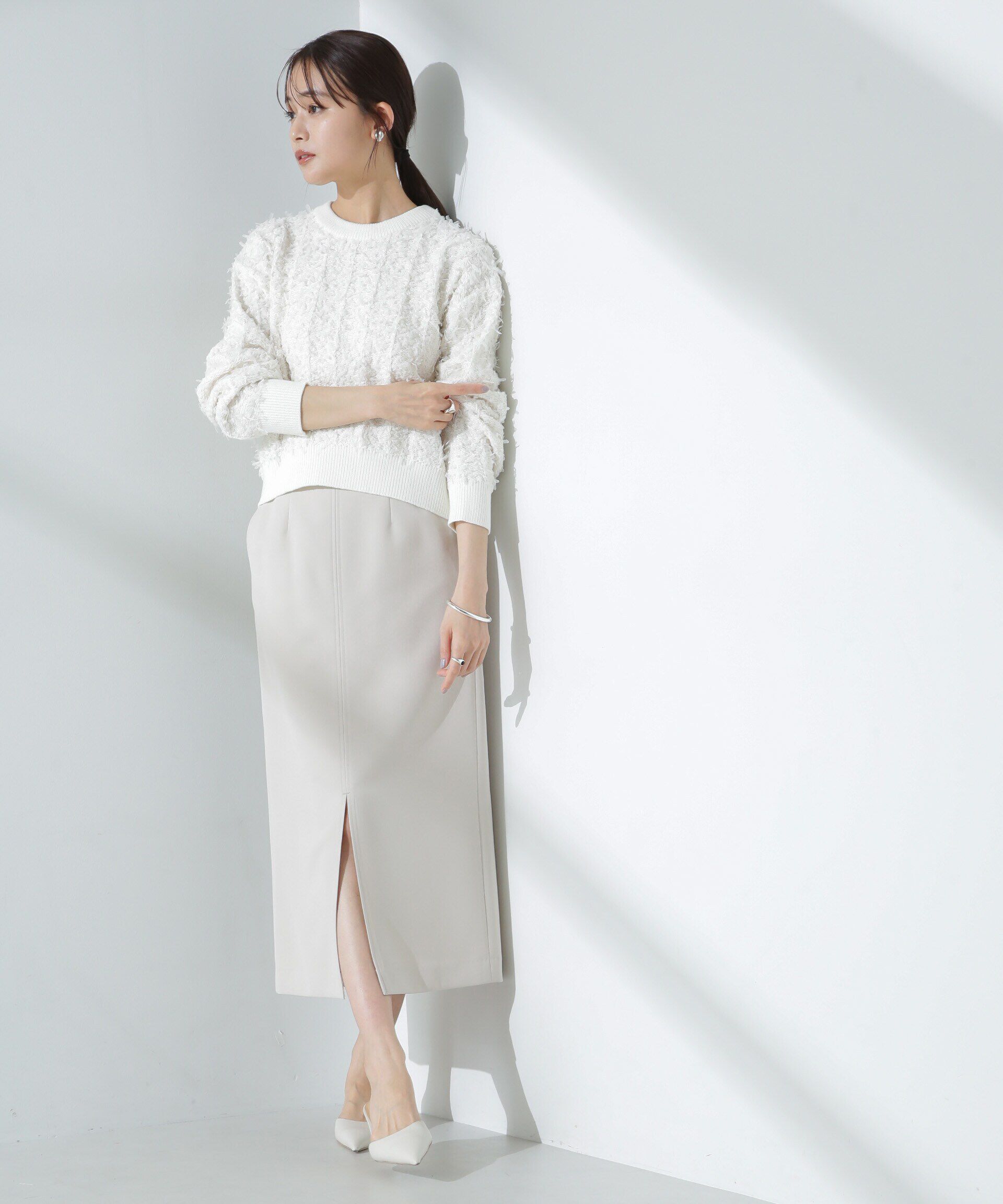 nano･universe「チュールモールニットプルオーバー（セットアップ可）」|ニット・セーター|