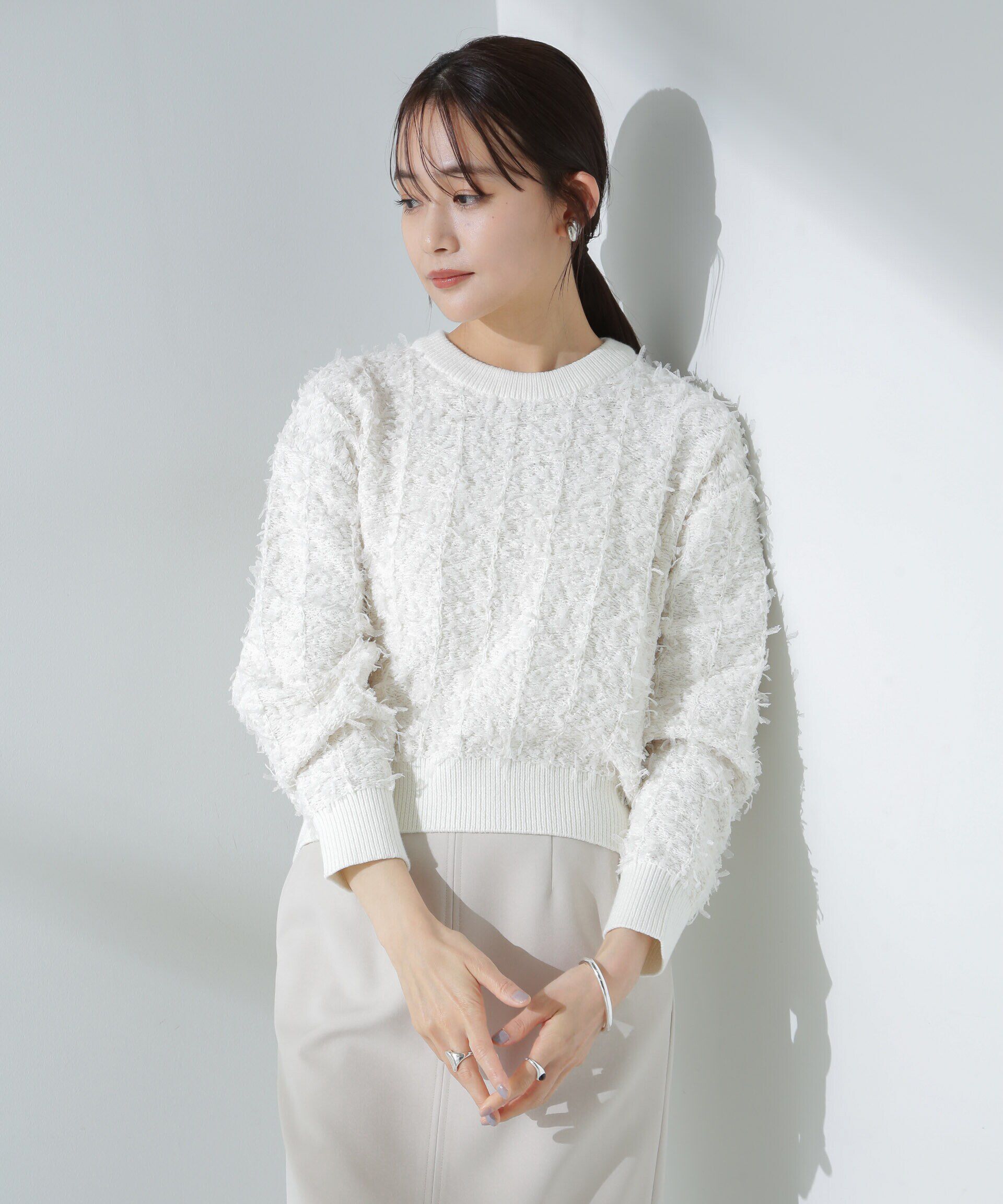 nano･universe「チュールモールニットプルオーバー（セットアップ可）」|ニット・セーター|