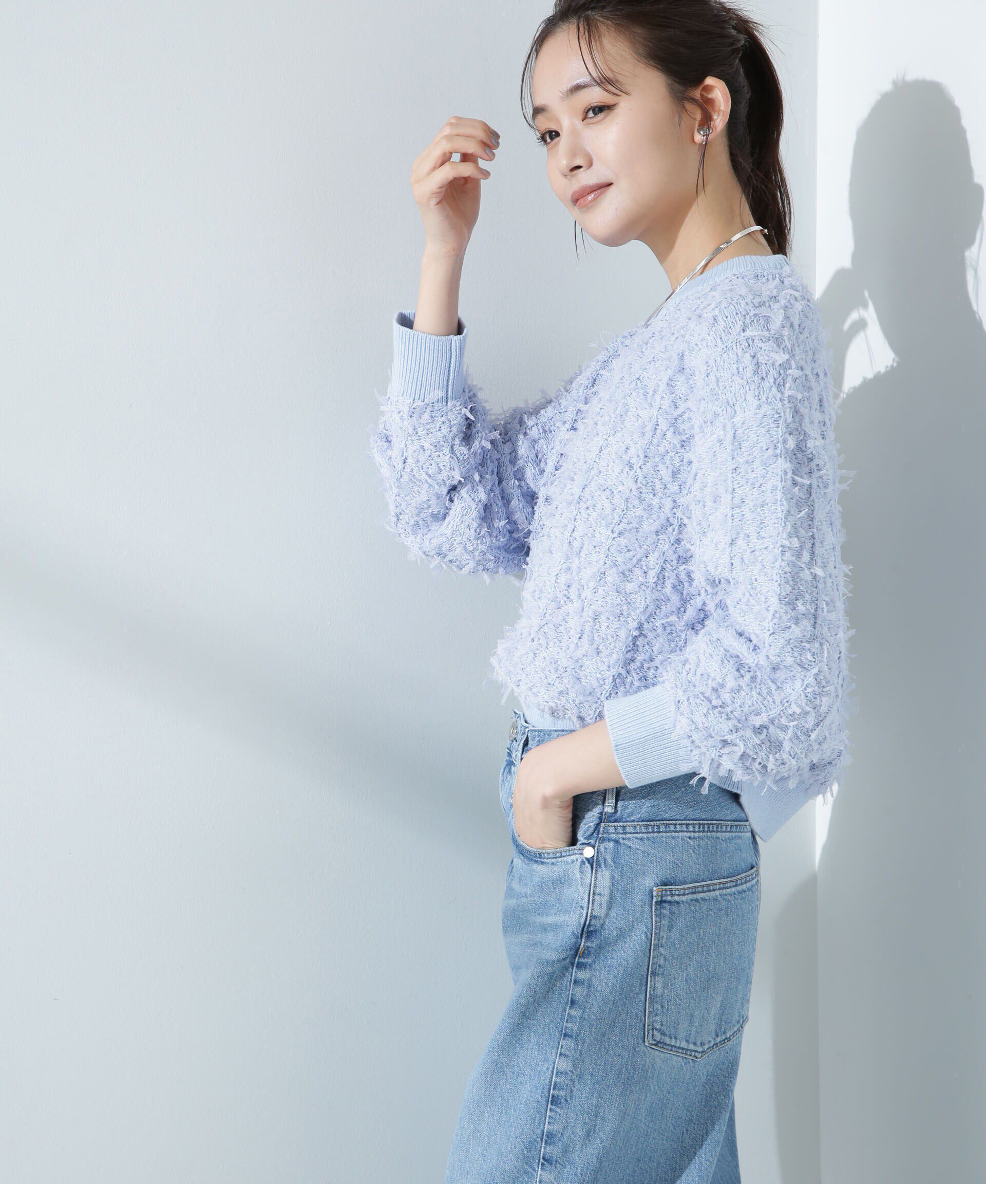 nano･universe「チュールモールニットプルオーバー（セットアップ可）」|ニット・セーター|