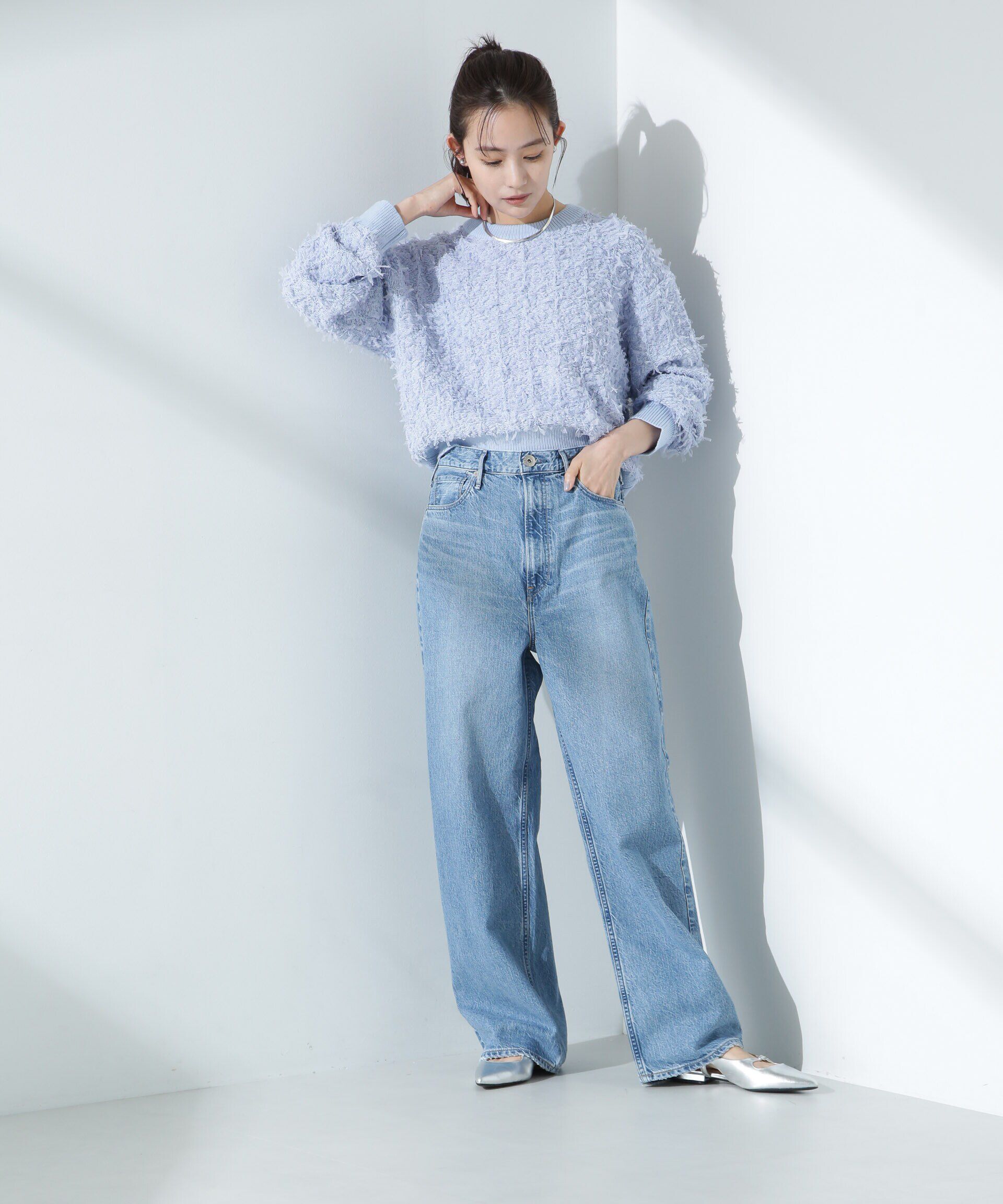 nano･universe「チュールモールニットプルオーバー（セットアップ可）」|ニット・セーター|