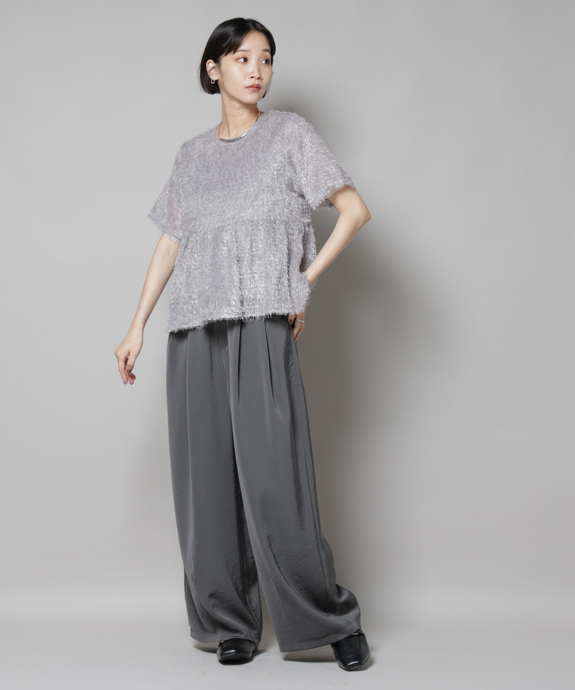 nano･universe「フリンジシフォンギャザーブラウス(セットアップ可)」|シャツ・ブラウス|