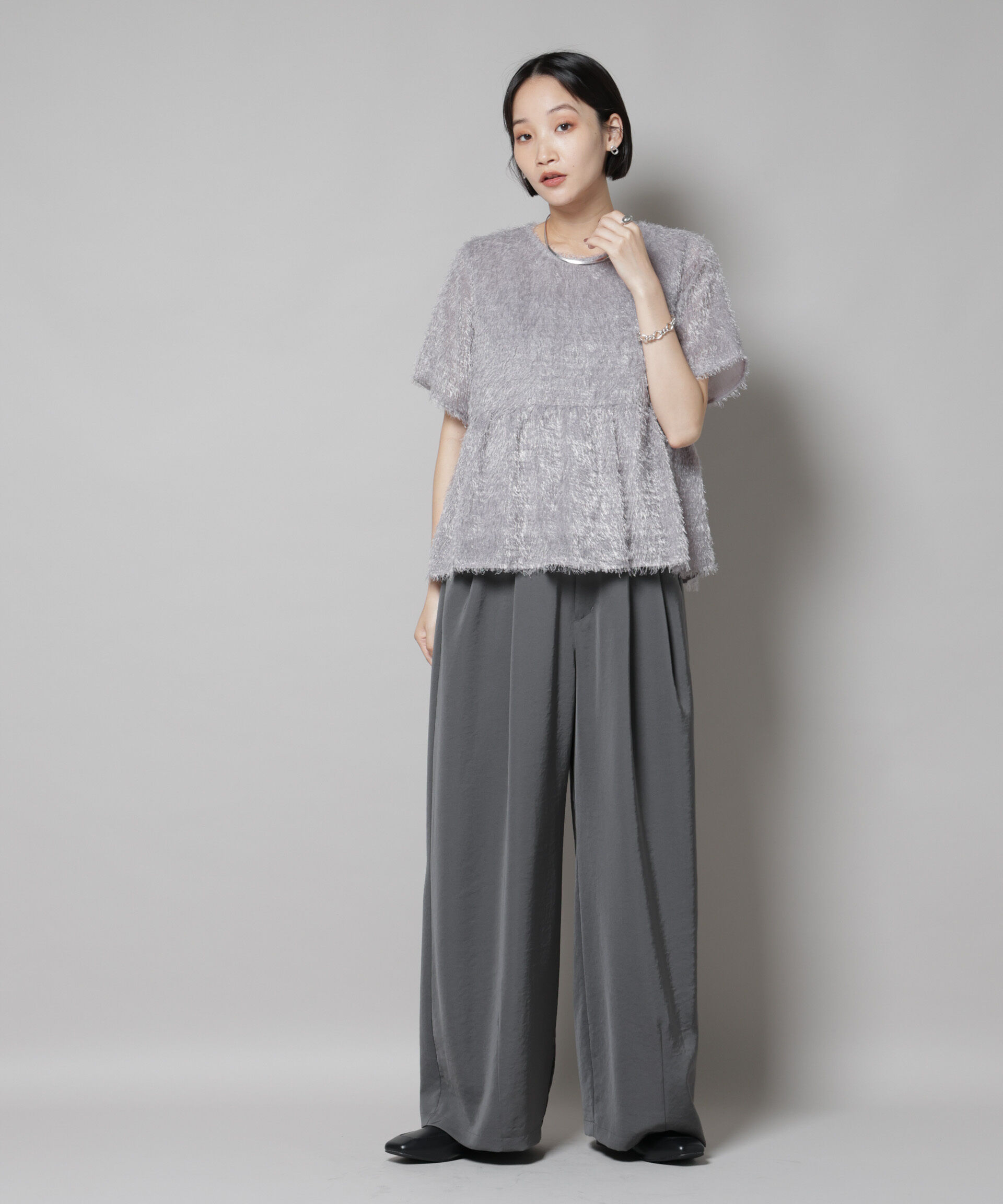 nano･universe「フリンジシフォンギャザーブラウス(セットアップ可)」|シャツ・ブラウス|